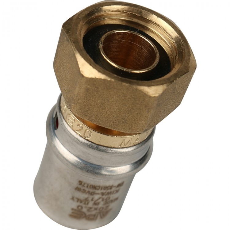 Прессовое соединение Stout с накидной гайкой 16x3/4" с плоским уплотнением для металлопластиковой трубы
