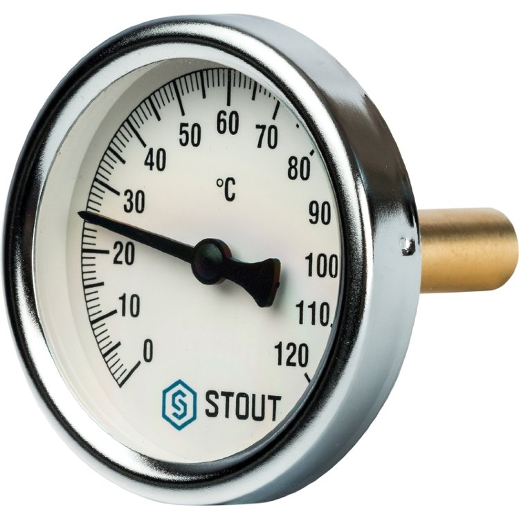 Термометр Stout с погружной гильзой, Dn 63 мм, гильза 50 мм 1/2" 120°C