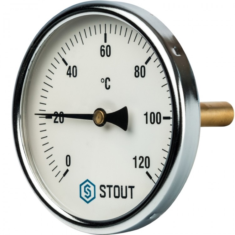 Термометр Stout с погружной гильзой, Dn 100 мм, гильза 75 мм 1/2"