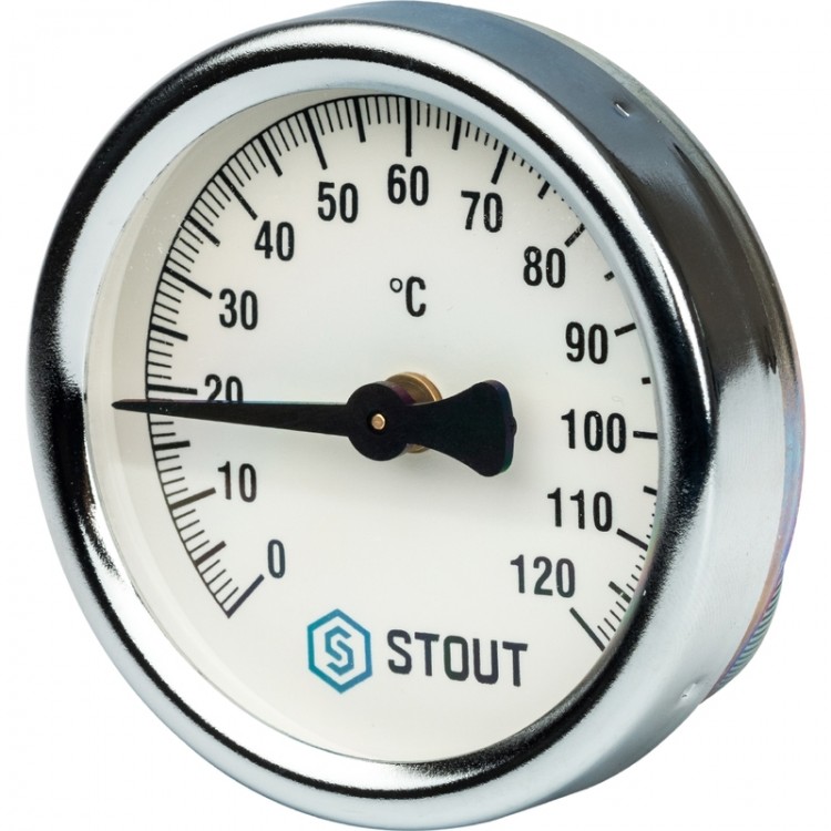 Термометр биметаллический накладной Stout Dn 63 мм 1/2"