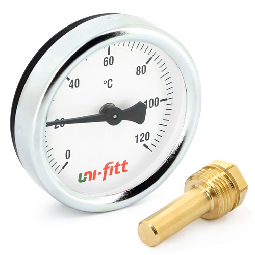 Термометр Uni-Fitt с погружной гильзой, Dn 80 мм, гильза 50 мм 1/2"