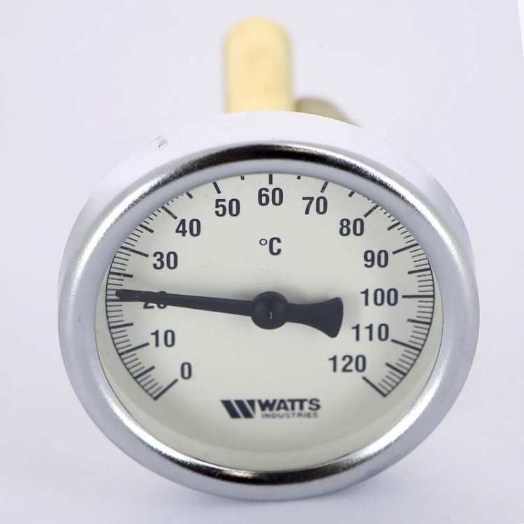 Термометр Watts с погружной гильзой, F+R801 Dn 63 мм, гильза 75 мм 1/2" 120°C