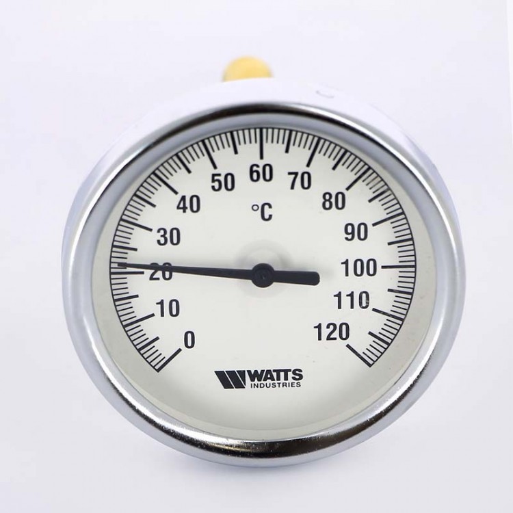 Термометр Watts с погружной гильзой, F+R801 Dn 80 мм, гильза 100 мм 1/2" 120°C