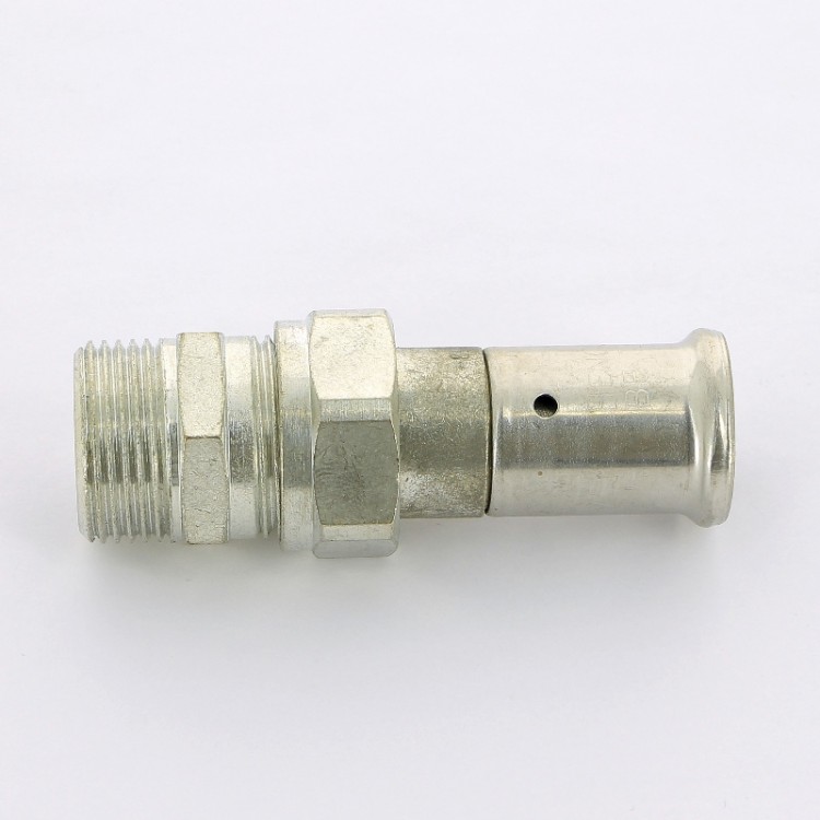 Прессовое соединение Henco разъемное с наружной резьбой 20x3/4" латунное для металлопластиковой трубы